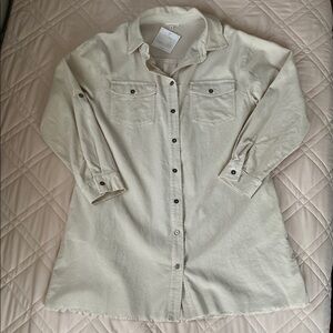 Cream Button-Up Shirt Dress